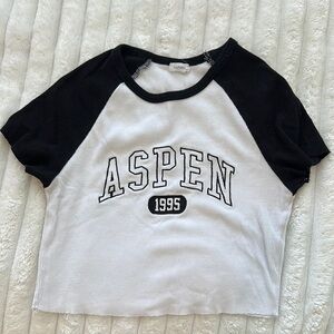 Garage Black and White Crop Top Raglan Style
